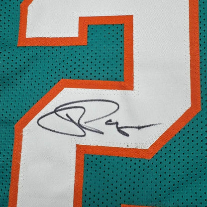 Autographed Miami Dolphins jersey with number 2 framed with photos, perfect for fans