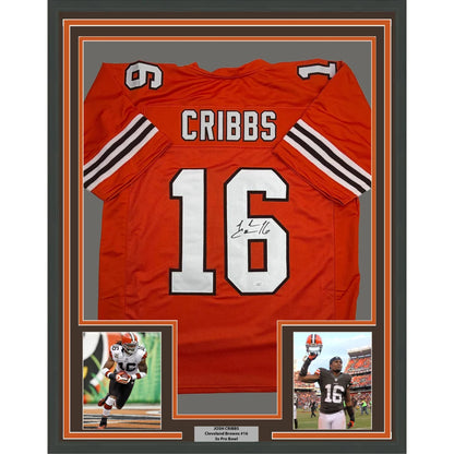 Framed Autographed Josh Cribbs 35x39 Cleveland Football Orange Jersey JSA COA | Hall of Fame Sports Memorabilia | vintageantiquesgifts.com
