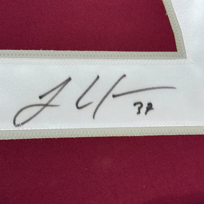 Framed Autographed J.T. Compher 35x39 Colorado Maroon Hockey Jersey PSA/DNA COA | Certified Authentic Signed Memorabilia | vintageantiquesgifts.com
