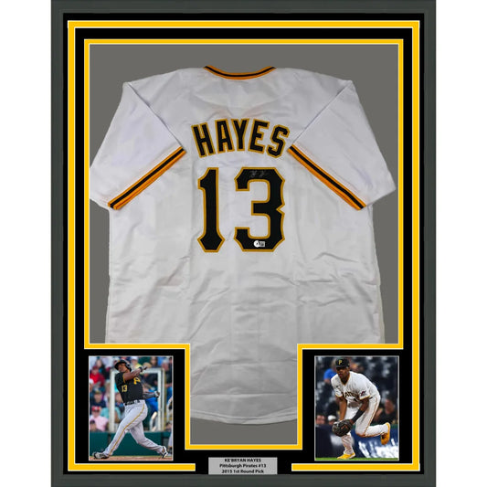 Professionally framed Pittsburgh White Baseball Jersey with player photos display