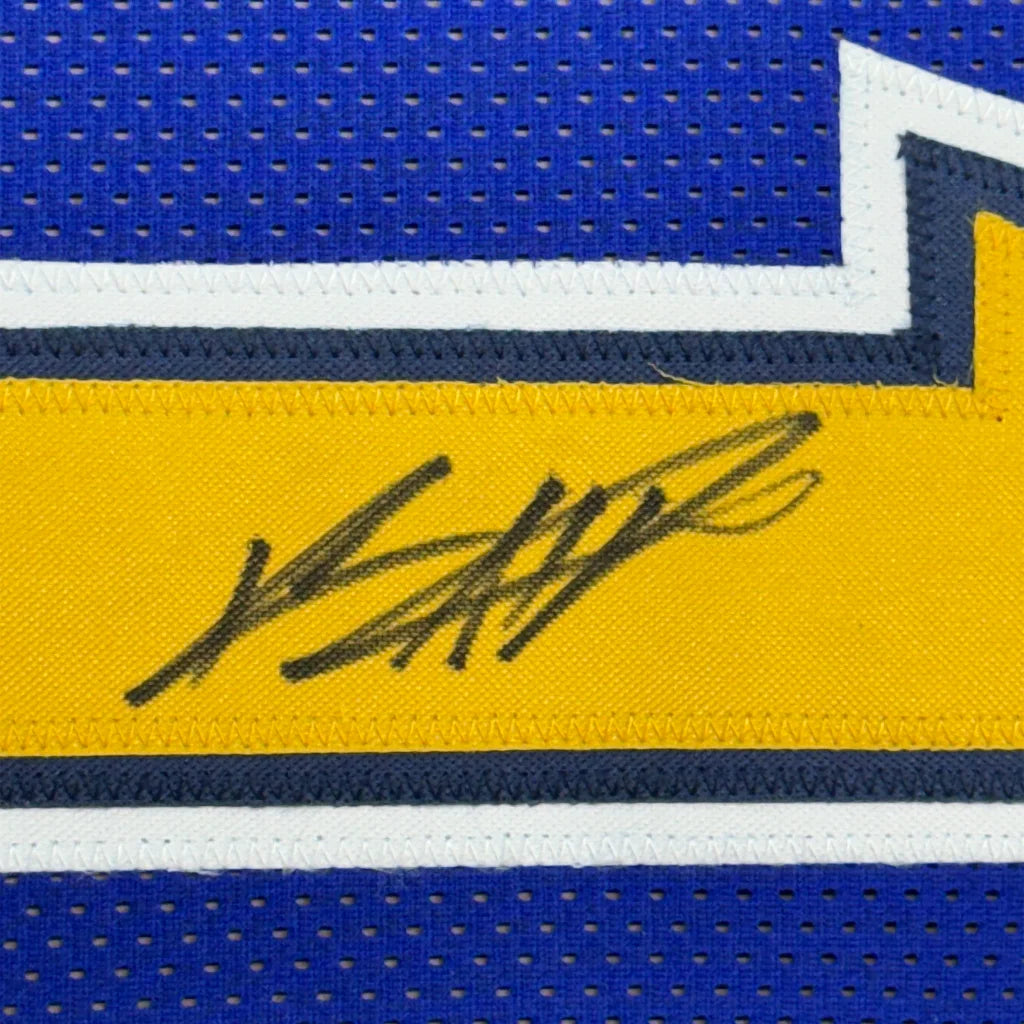 Framed autographed Keenan Allen LA Color Rush jersey, yellow blue mesh, JSA COA