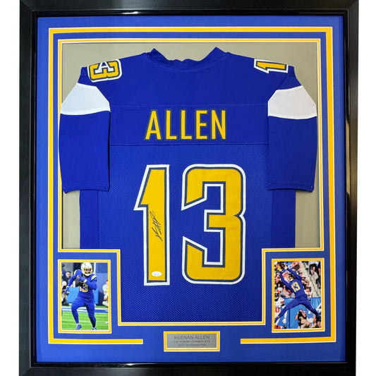 Framed autographed Keenan Allen color rush jersey back with Allen 13