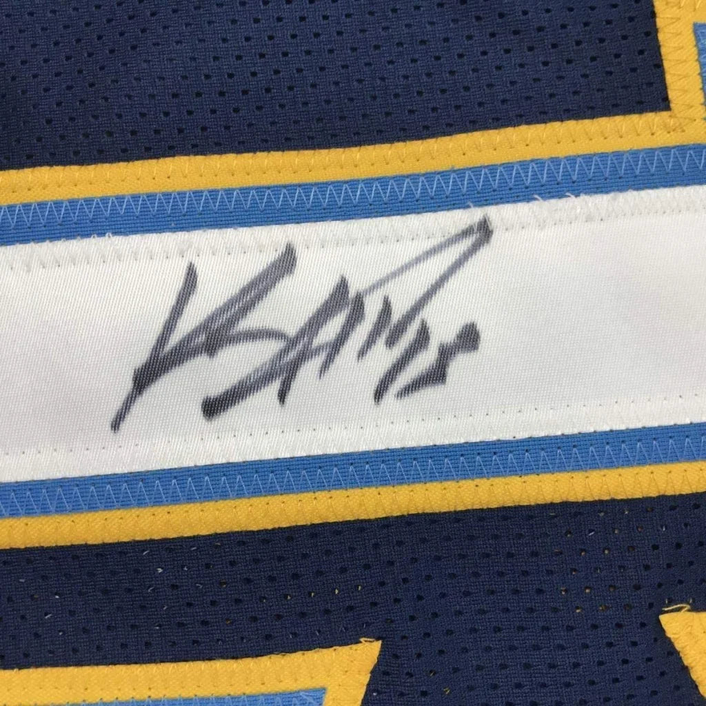 Black ink Keenan Allen signature on white label, framed LA Chargers jersey JSA COA