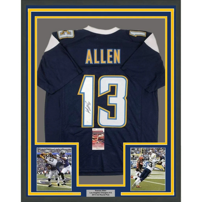 Framed signed Keenan Allen navy blue LA Chargers jersey with Allen 13 JSA COA
