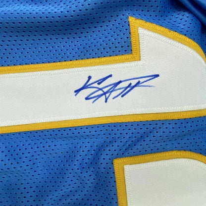 Framed autographed Keenan Allen LA powder blue jersey with signature, Beckett BAS COA