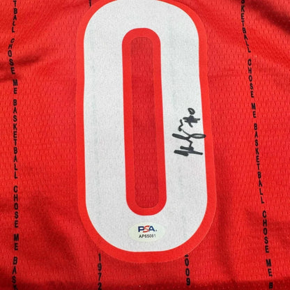 Framed Autographed Kelsey Mitchell 35x39 Indiana Red Basketball Jersey PSA COA | Certified Authentic Signed Memorabilia | vintageantiquesgifts.com