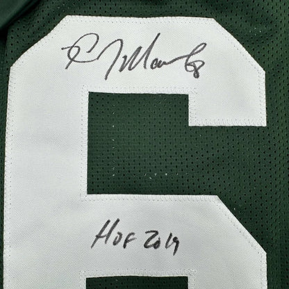Framed autographed Kevin Mawae HOF 2019 Jets jersey back with number 6