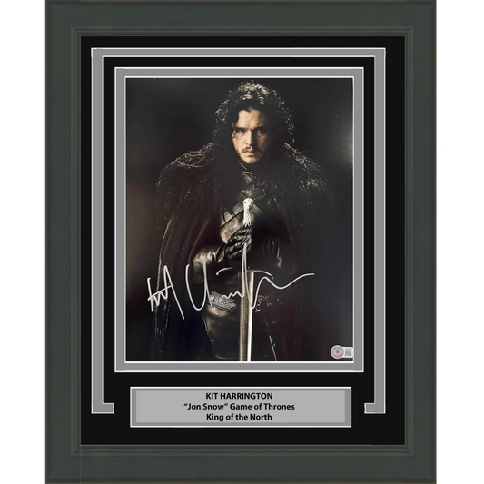 Framed Autographed Kit Harrington Jon Snow Game of Thrones Longclaw 11x14 Photo Beckett BAS COA 2 | Hall of Fame Sports Memorabilia | vintageantiquesgifts.com
