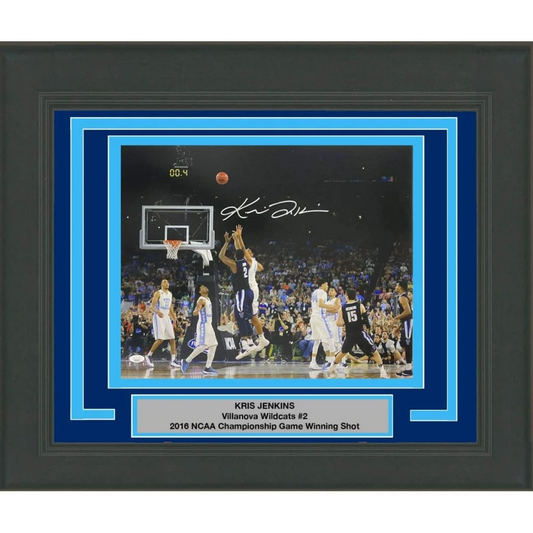 Framed signed Kris Jenkins 2016 NCAA championship shot photo