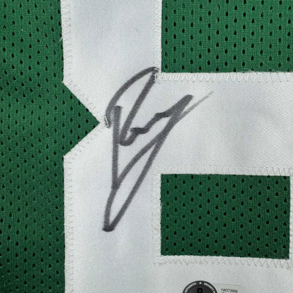 Green Kristaps Porzingis Boston jersey with autograph, professionally framed for display
