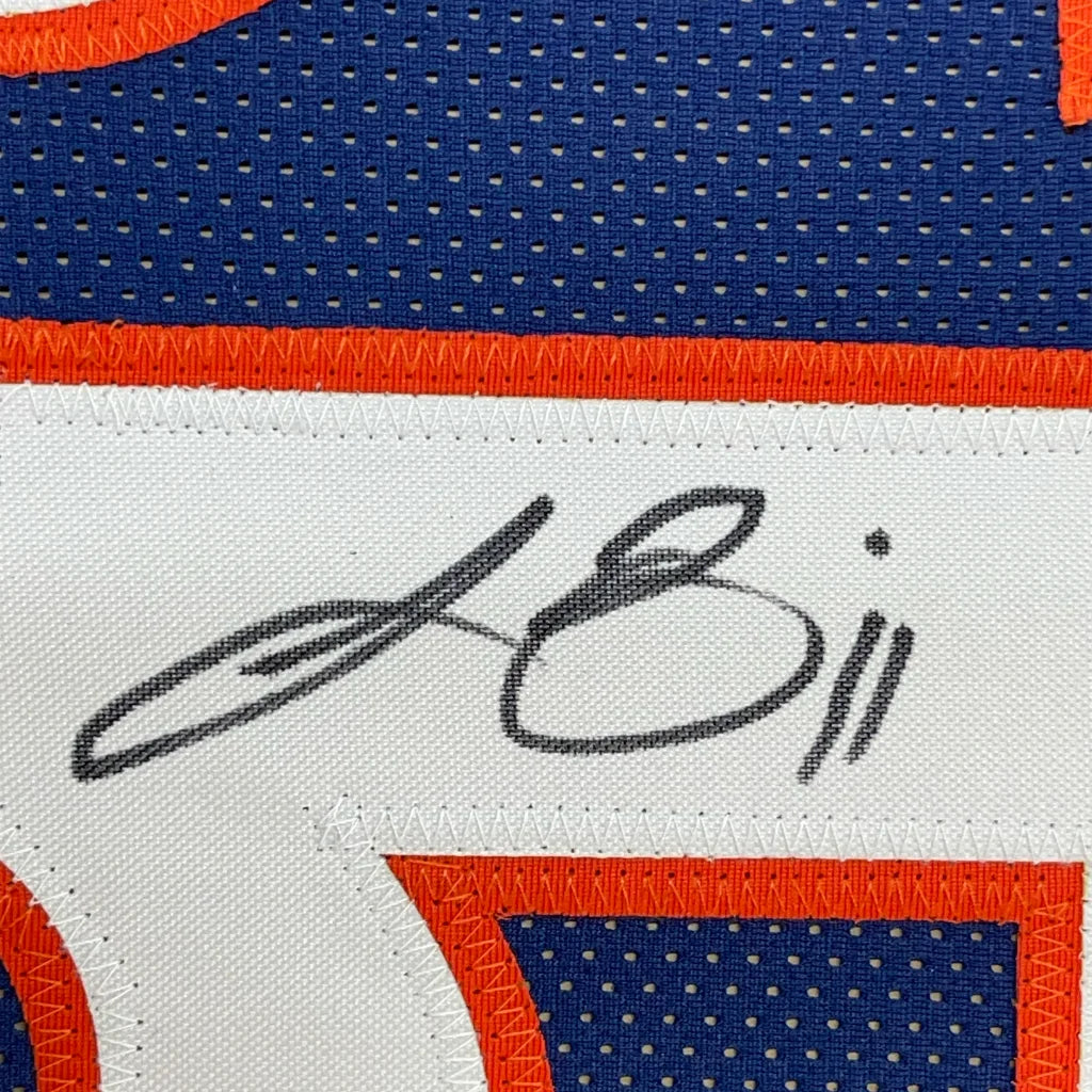 Autographed blue and orange Chicago Bears Jersey framed masterpiece featuring Brian Urlacher