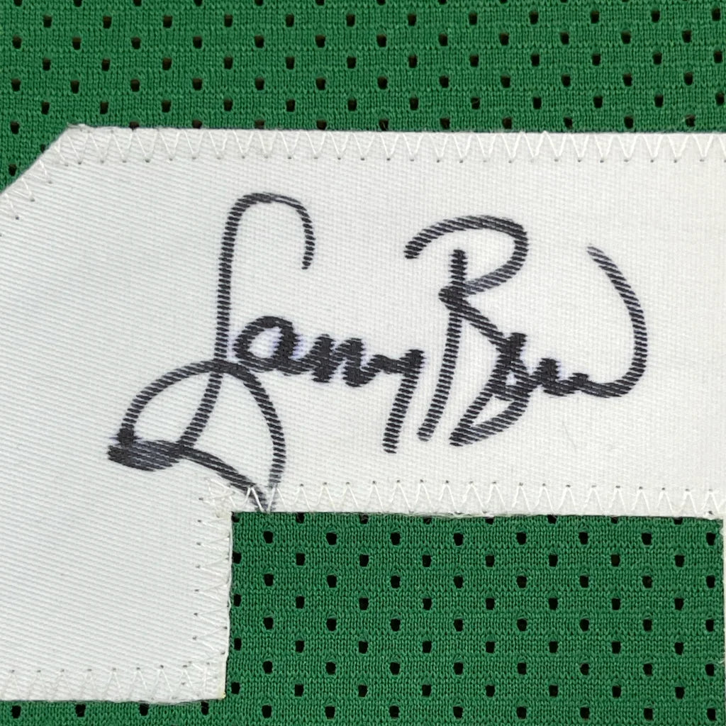 Framed signed Larry Bird Boston Green jersey with PSA/DNA COA
