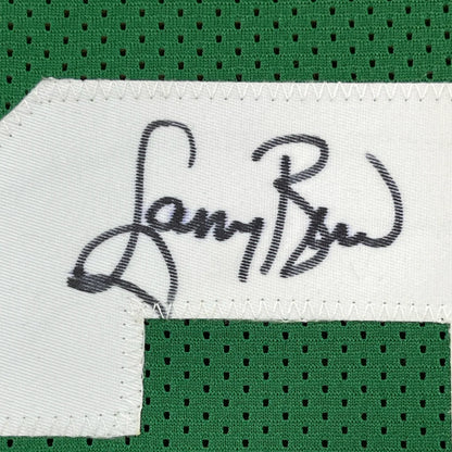Framed signed Larry Bird Boston Green jersey with PSA/DNA COA