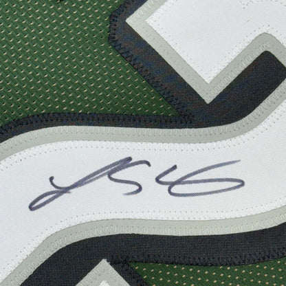 Autographed LeSean McCoy Eagles jersey in a professionally framed display with JSA COA