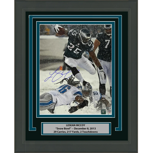 Framed LeSean McCoy Snow Bowl signed photo ready to display perfect for fans