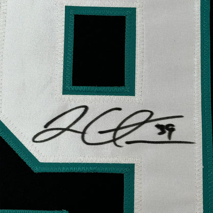 Framed Autographed Logan Couture 35x39 San Jose Black Hockey Jersey JSA COA | Certified Authentic Signed Memorabilia | vintageantiquesgifts.com