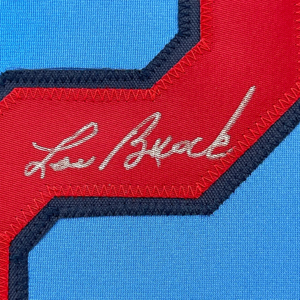 Light blue Lou Brock signed Cardinals jersey with JSA COA perfect for your man cave