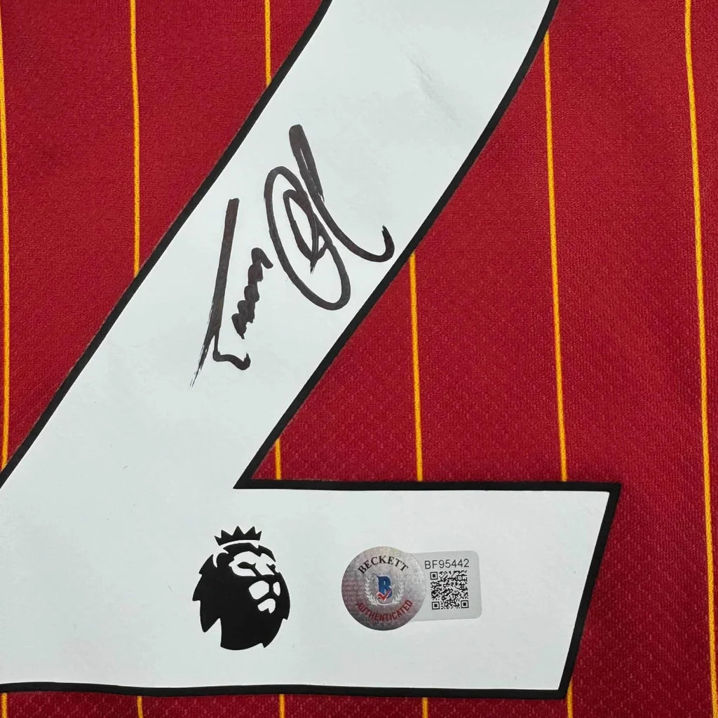Red Liverpool jersey with number 7, signed by Luis Diaz, with authentication sticker