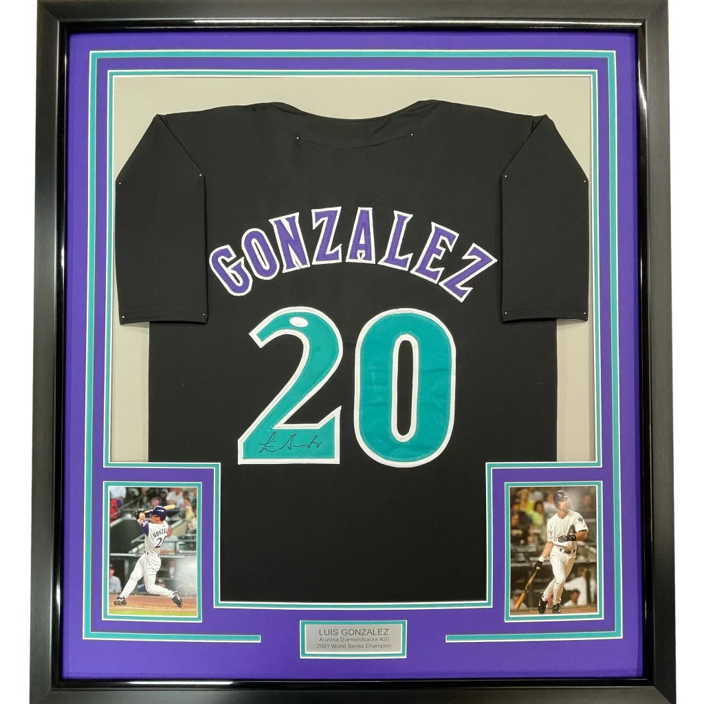 Autographed Baseball Jersey Number 4 with Player Photos and Commemorative Plaque