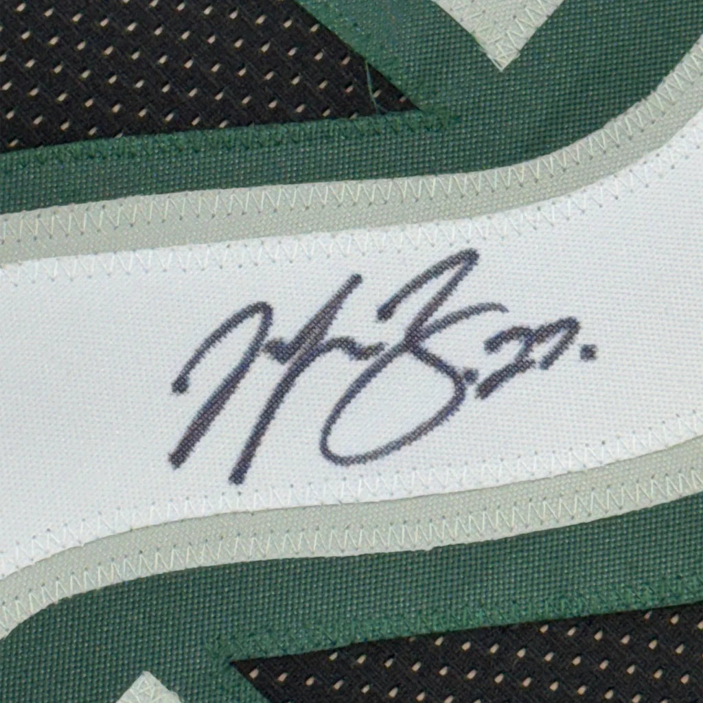 Framed Autographed Malcolm Jenkins 35x39 Philadelphia Black Football Jersey Beckett BAS COA | Certified Authentic Signed Memorabilia | vintageantiquesgifts.com