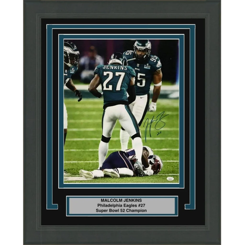 Framed signed Malcolm Jenkins Philadelphia Eagles Super Bowl 52 photo