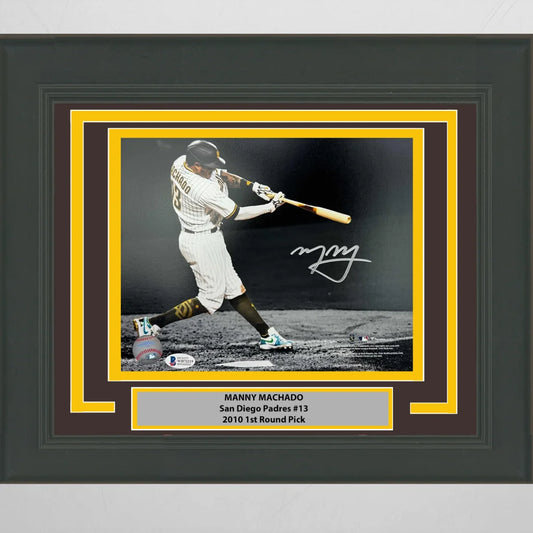 Framed Autographed Manny Machado San Diego Padres 8x10 Baseball Photo Beckett BAS COA | Hall of Fame Sports Memorabilia | vintageantiquesgifts.com