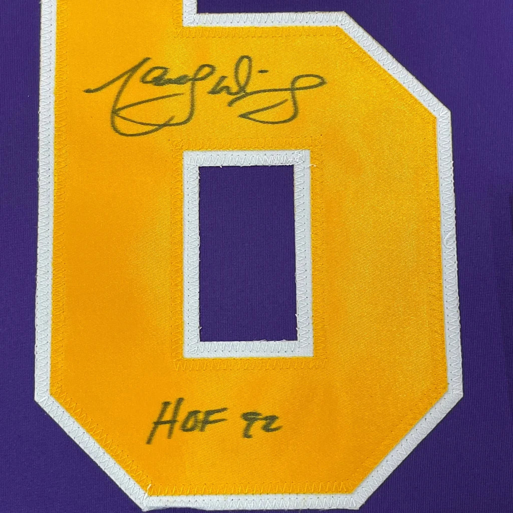 Framed Autographed Marcel Dionne HOF 92 35x39 Los Angeles LA Purple Hockey Jersey JSA COA | Certified Authentic Signed Memorabilia | vintageantiquesgifts.com