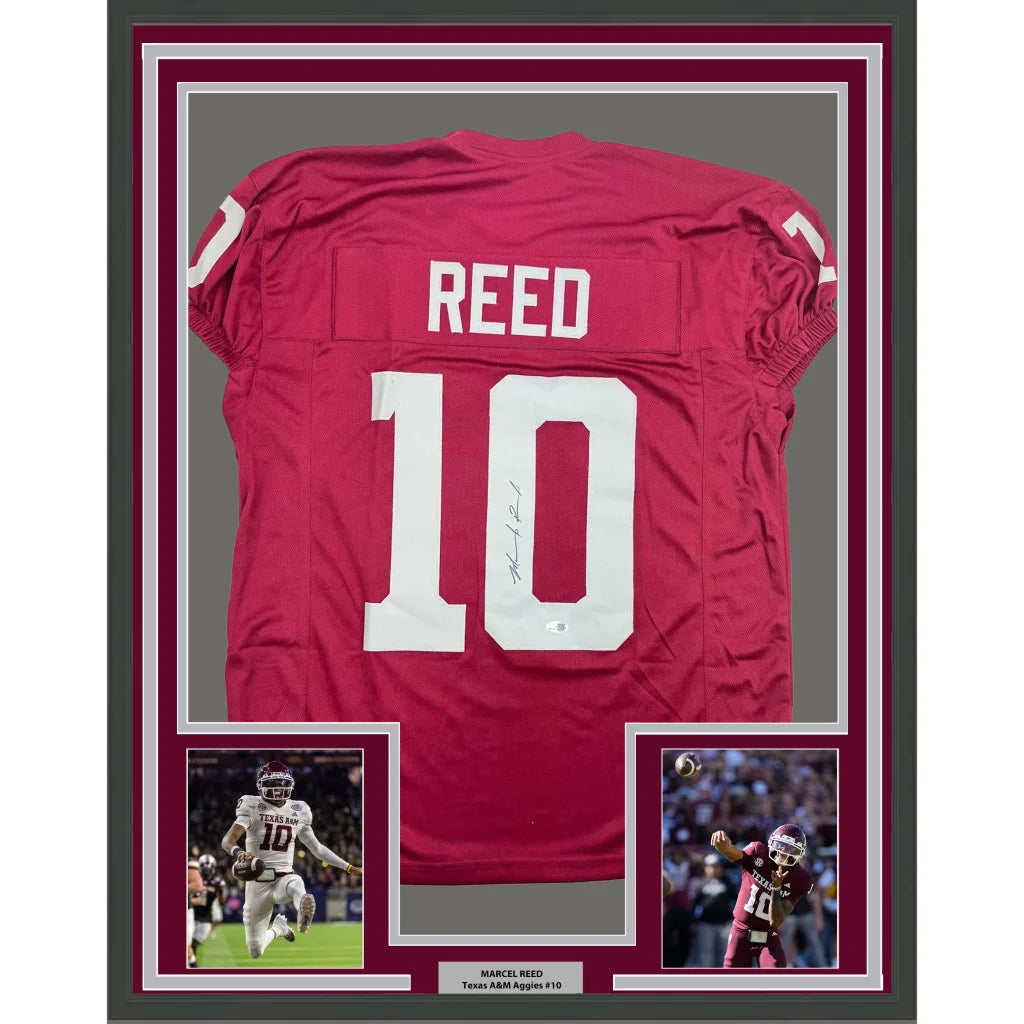 Framed autographed Marcel Reed Texas A&M maroon #10 jersey JSA COA
