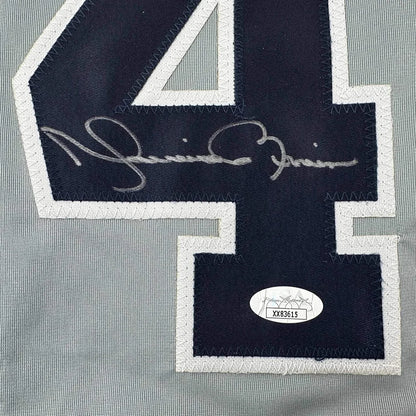 Framed Autographed Mariano Rivera 35x39 New York Grey Baseball Jersey JSA COA/LOA | Certified Authentic Signed Memorabilia | vintageantiquesgifts.com