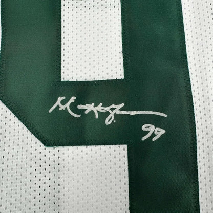 Framed Autographed Mark Gastineau 35x39 New York White Football Jersey JSA COA | Certified Authentic Signed Memorabilia | vintageantiquesgifts.com