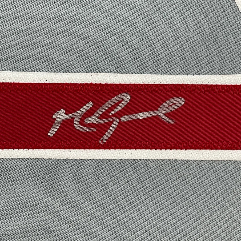 Framed Autographed Mark Grace 35x39 Chicago Grey Baseball Jersey JSA COA | Certified Authentic Signed Memorabilia | vintageantiquesgifts.com