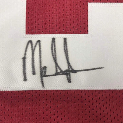 Framed Mark Ingram signed Alabama red jersey black ink patch with red mesh border