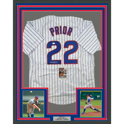 Framed Autographed Mark Prior 35x39 Chicago Pinstripe Baseball Jersey JSA COA | Hall of Fame Sports Memorabilia | vintageantiquesgifts.com