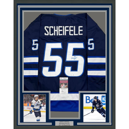 Framed Autographed Mark Scheifele 35x39 Winnipeg Blue Hockey Jersey JSA COA | Hall of Fame Sports Memorabilia | vintageantiquesgifts.com