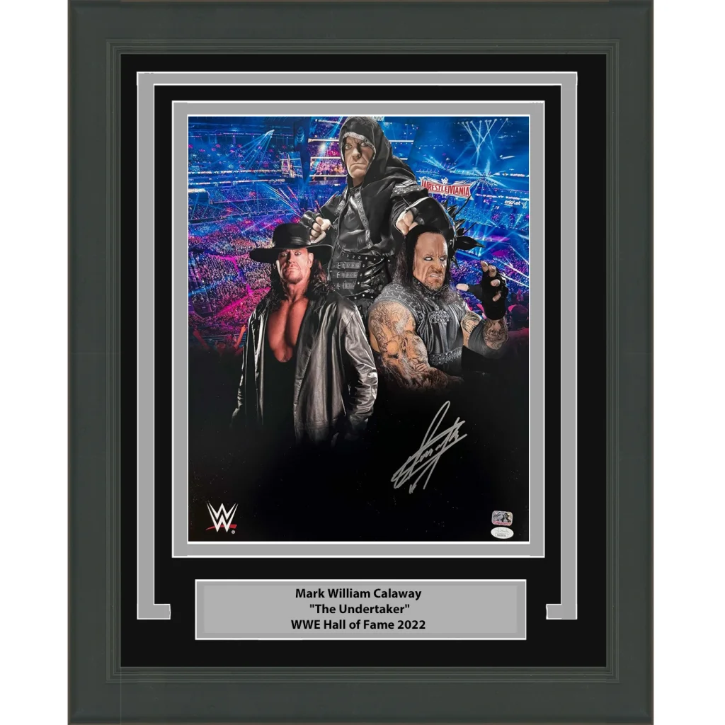 Framed Autographed Mark William Calaway The Undertaker 16x20 WWE Wrestling Photo JSA COA | Hall of Fame Sports Memorabilia | vintageantiquesgifts.com