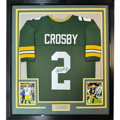 Framed autographed Mason Crosby Green Bay Packers jersey number 2, JSA COA