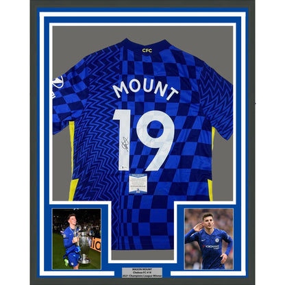 Professionally framed Mason Mount Chelsea jersey with Beckett BAS COA for fans