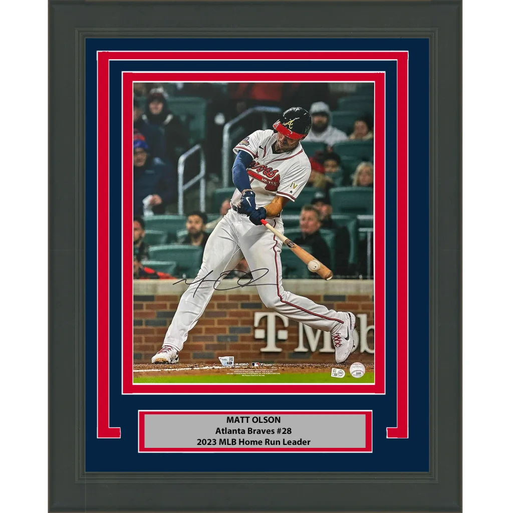 Framed Autographed Matt Olson Atlanta Braves 16x20 Baseball Photo Fanatics COA | Hall of Fame Sports Memorabilia | vintageantiquesgifts.com