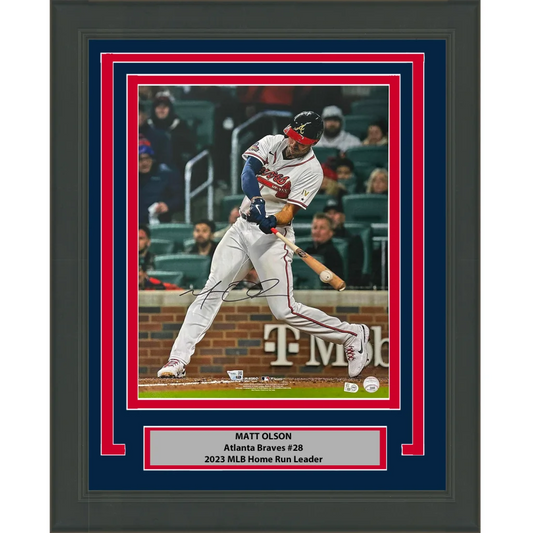 Framed Autographed Matt Olson Atlanta Braves 16x20 Baseball Photo Fanatics COA | Hall of Fame Sports Memorabilia | vintageantiquesgifts.com