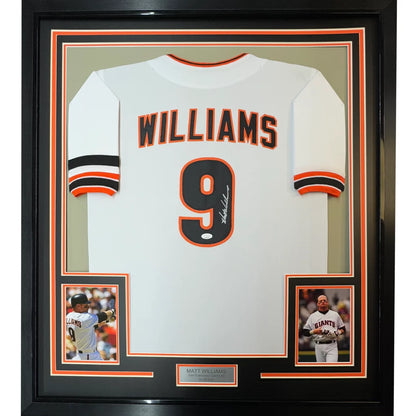 Framed Autographed Matt Williams 35x39 San Francisco White Baseball Jersey JSA COA | Hall of Fame Sports Memorabilia | vintageantiquesgifts.com