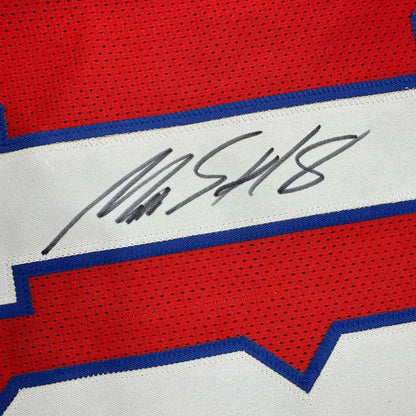 Framed autographed Matthew Slater New England red football jersey Beckett BAS COA
