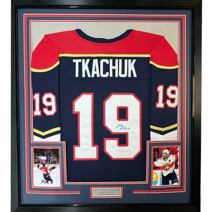 Framed signed Matthew Tkachuk Florida Panthers jersey with JSA COA