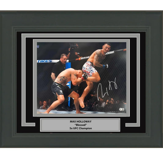 Framed Autographed Max Holloway UFC MMA Ultimate Fighting 16x20 Photo Beckett BAS JSA COA | Hall of Fame Sports Memorabilia | vintageantiquesgifts.com