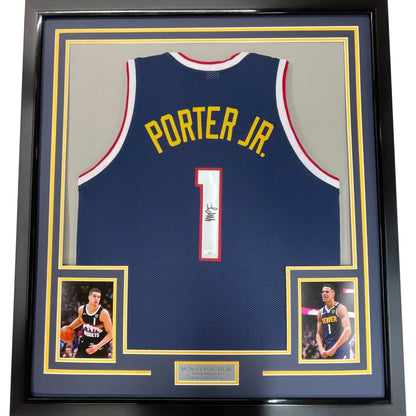 Professionally framed Denver dark blue Michael Porter Jr. autographed dark blue basketball jersey