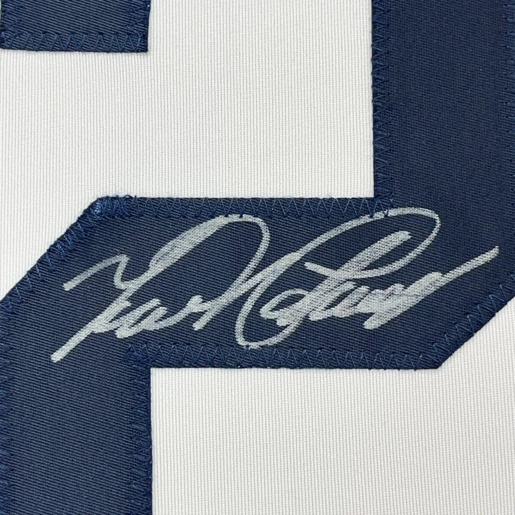 Navy blue white embroidered Miguel Cabrera signed jersey patch JSA COA