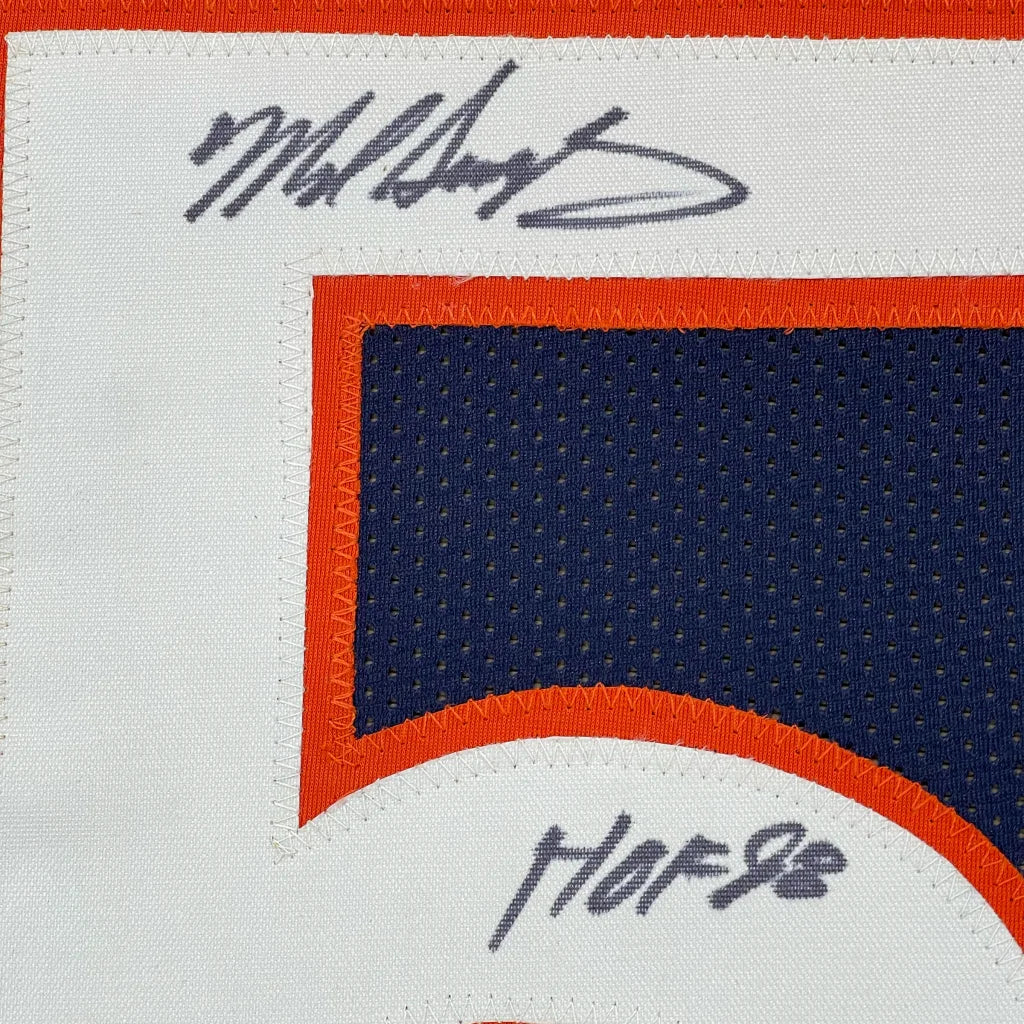 Framed Autographed Mike Singletary HOF 98 35x39 Chicago Blue Football Jersey JSA COA | Certified Authentic Signed Memorabilia | vintageantiquesgifts.com