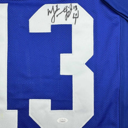 Framed Autographed Mike Vanderjagt 35x39 Dallas Blue Football Jersey JSA COA | Certified Authentic Signed Memorabilia | vintageantiquesgifts.com