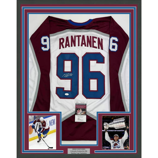 Framed Mikko Rantanen Colorado Avalanche jersey with JSA COA perfect for your man cave