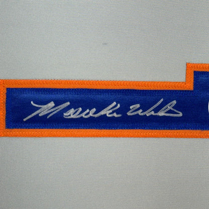 Framed Autographed Mookie Wilson 35x39 New York Grey Baseball Jersey JSA COA | Certified Authentic Signed Memorabilia | vintageantiquesgifts.com