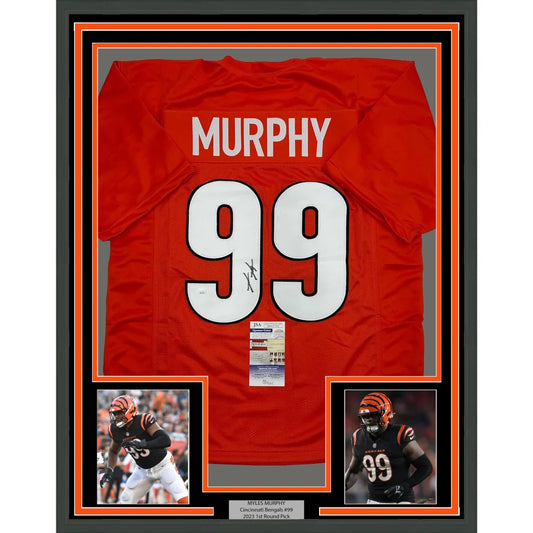 Professionally framed Myles Murphy Bengals jersey with player photos for your man cave